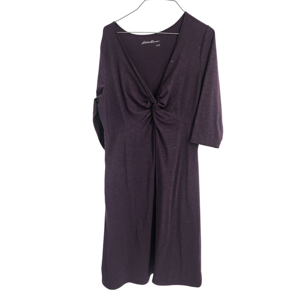 Eddie Bauer Purple 3/4 Sleeve Twist Front Dress - XL Extra Large